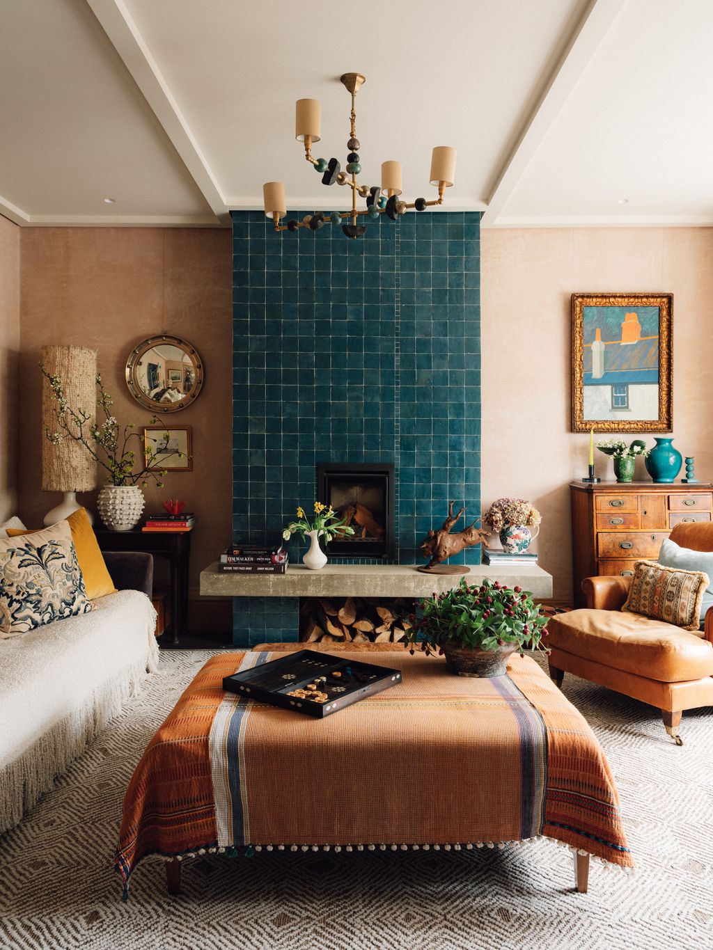 From the hallway a sitting room opens up on the right. Katie removed the original fireplace and clad the chimneybreast...