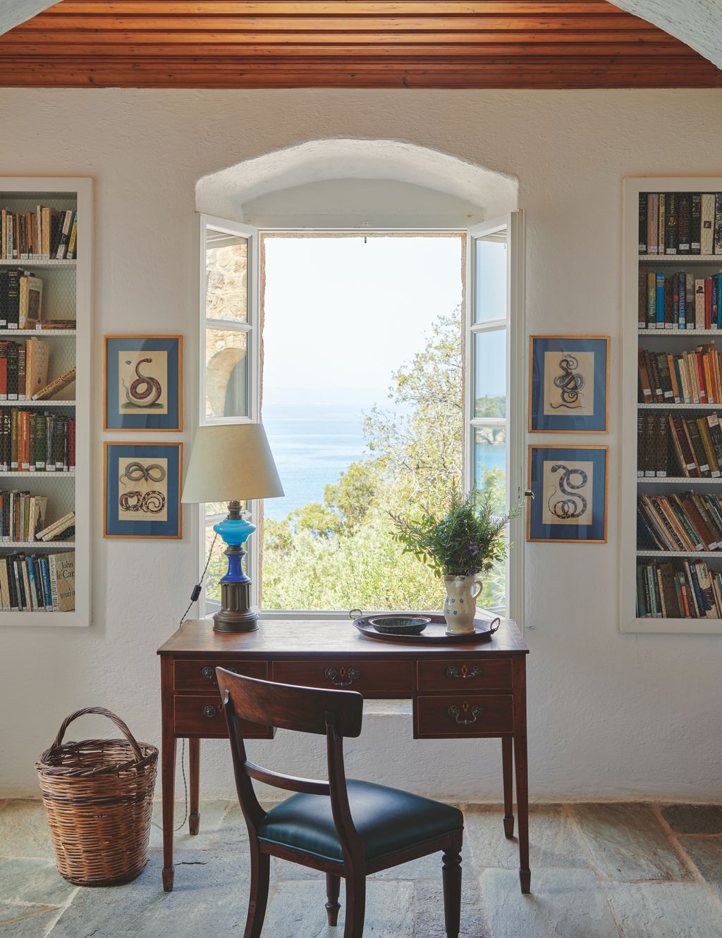 The desk in Joan Leigh Fermors bedroom. She first came to Greece to photograph it for the British Council and her images...