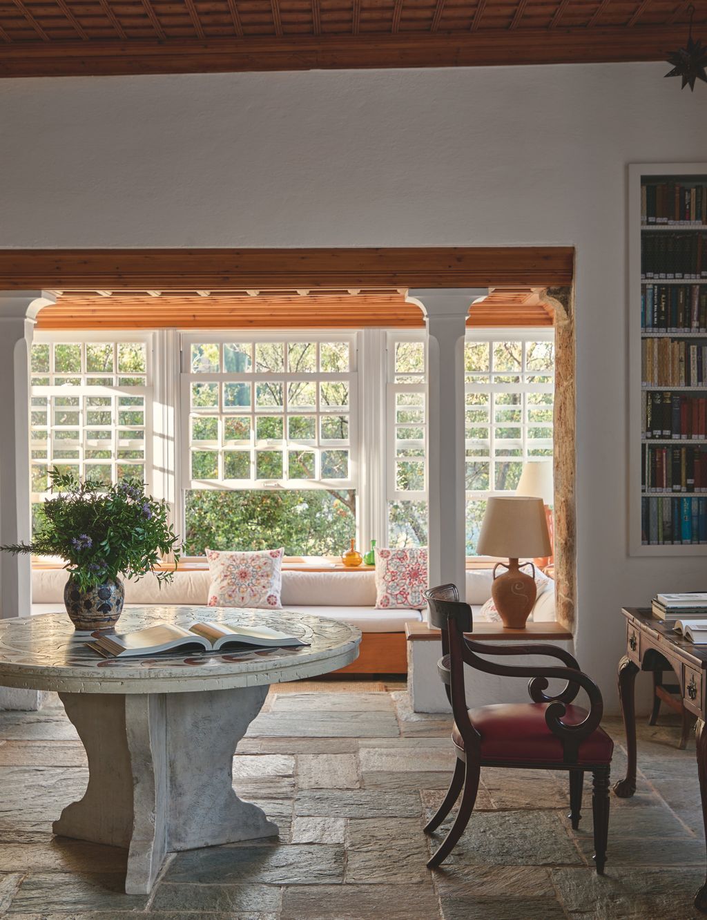 The dining table was designed by the writer himself.