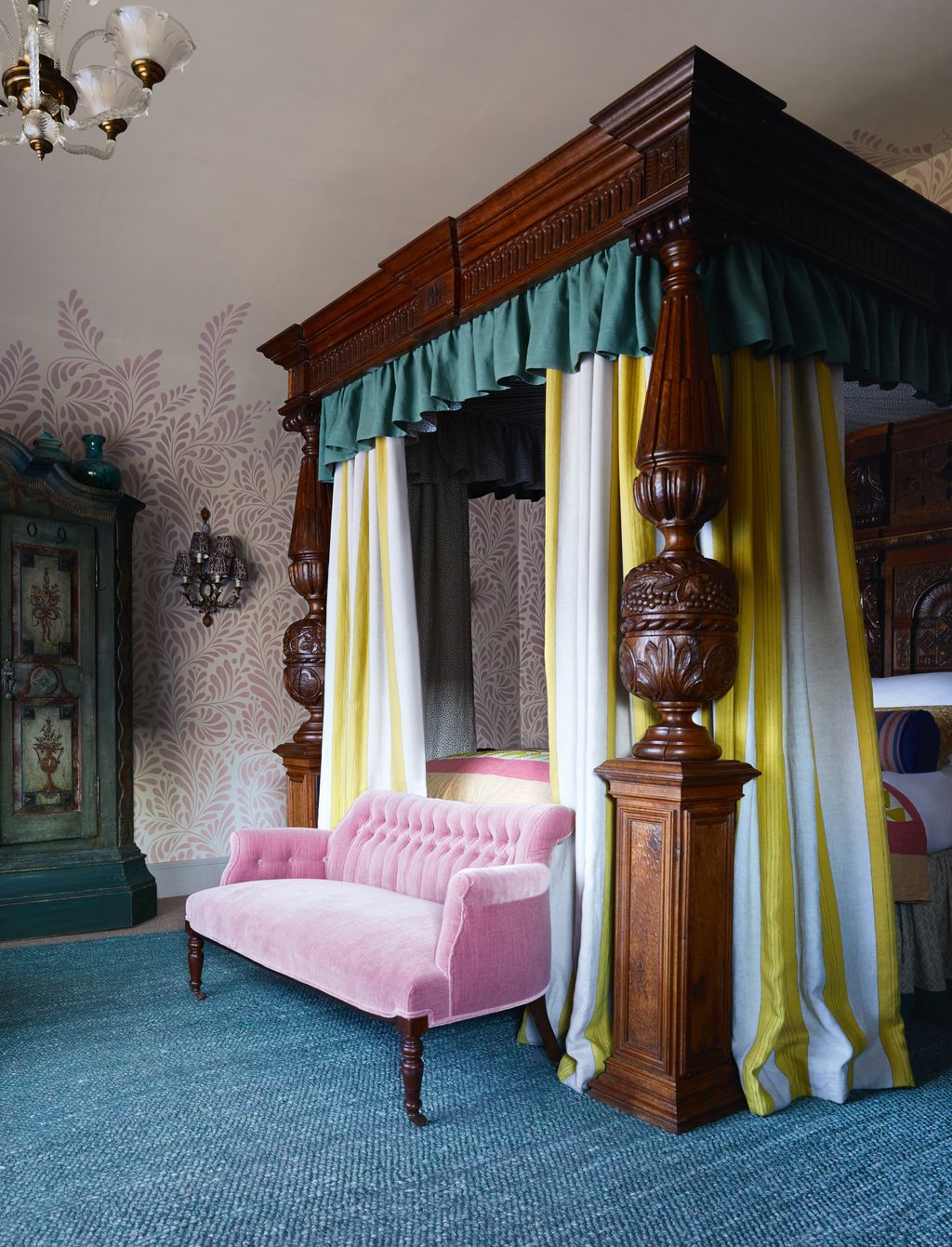 In this 17thcentury country house by Nicola Harding George Spencer Designs' ‘Spencer Velvet in amaranth on the sofa...