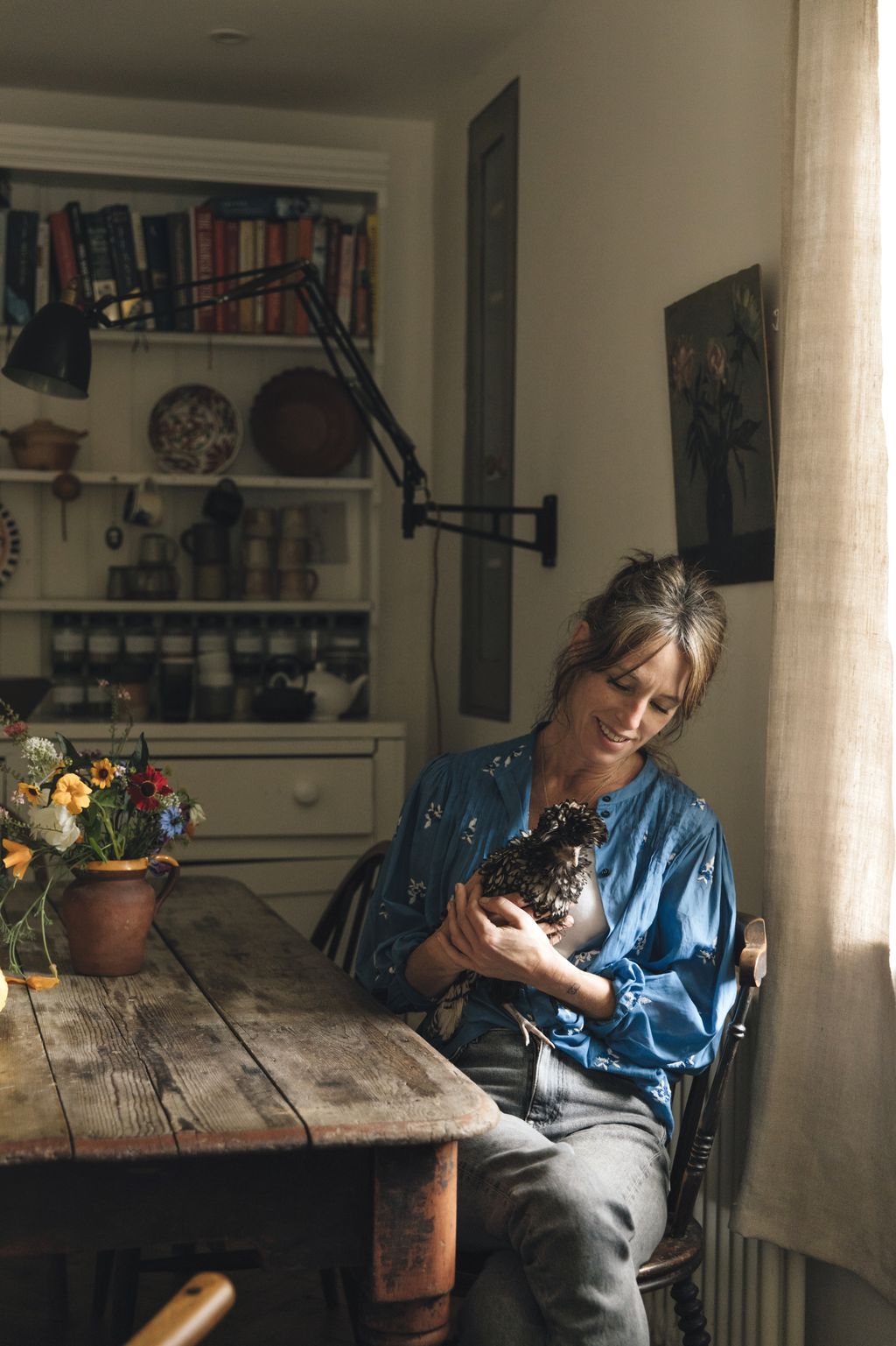 This is one of her Polish Bantams White Fly.