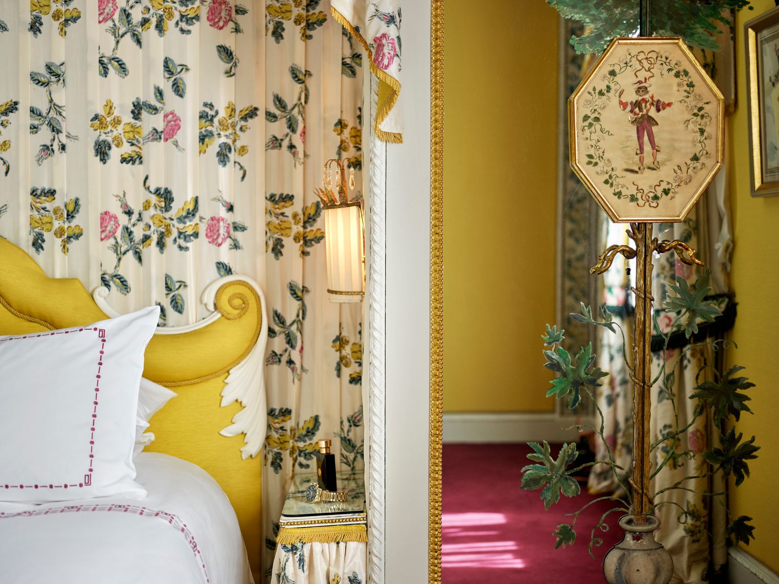 A detail of the bedroom in the Oliver Messel suite at the Dorchester.