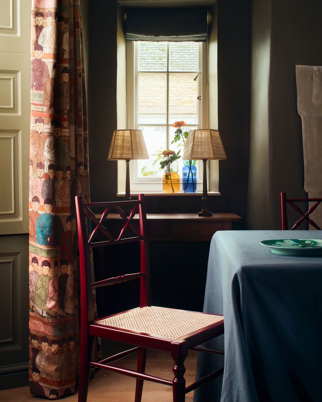 The Pierre Frey curtains were the starting point for this scheme. Tom drew on the colours to build the scheme for the...