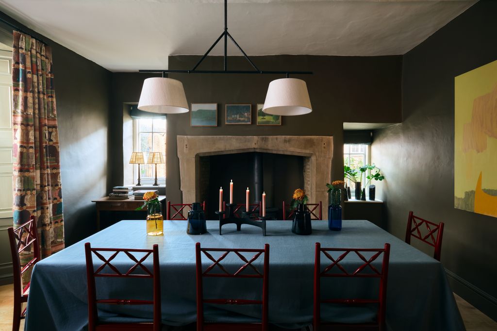 The small landscapes above the large fireplace are by Clare Haward from 155a Gallery.