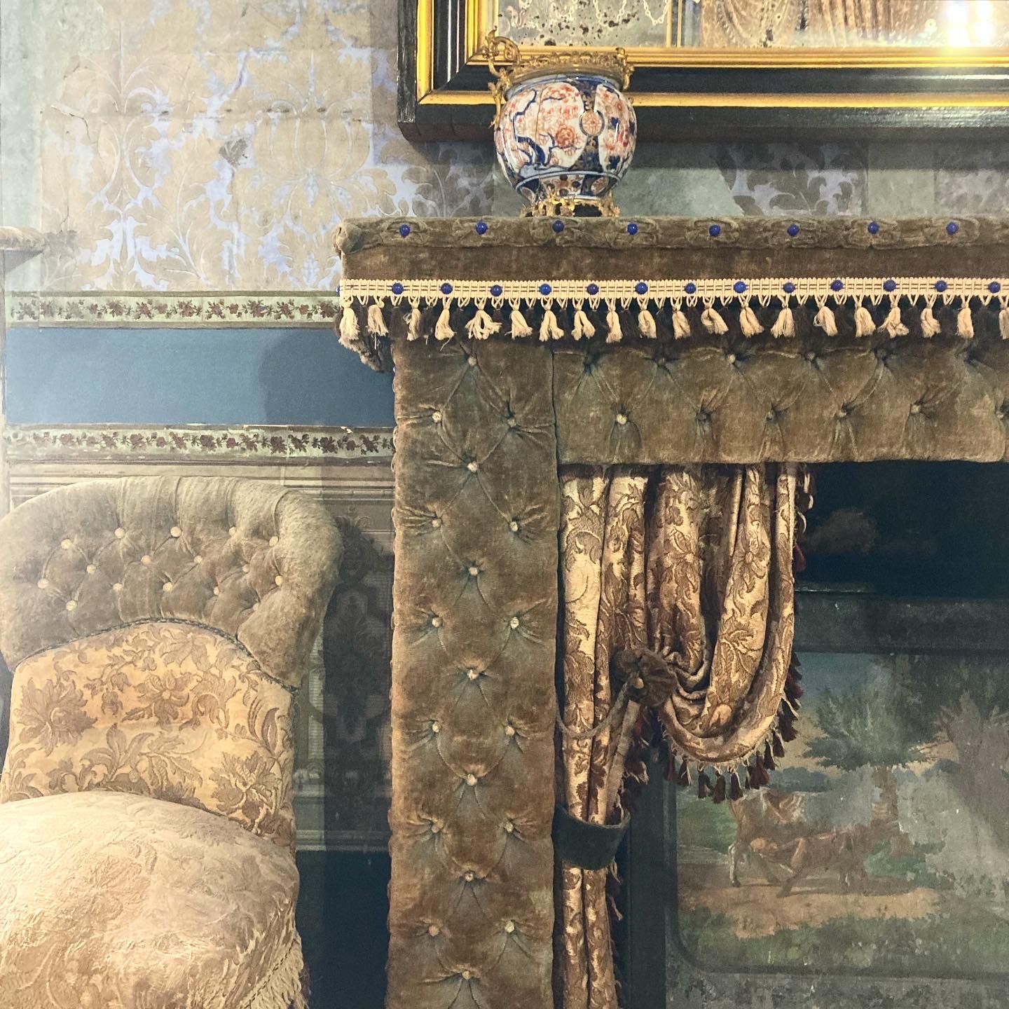 The velvet fireplace at Il Castello di Donnafugata.