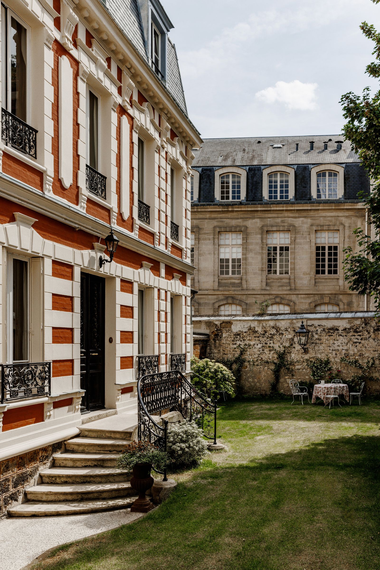 The garden is at the front of the house.