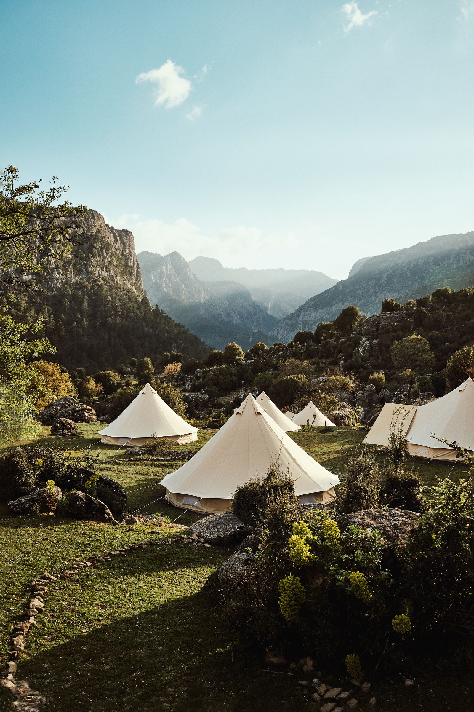Just outside Kesme The Slow Cyclists campsite offers spectacular views