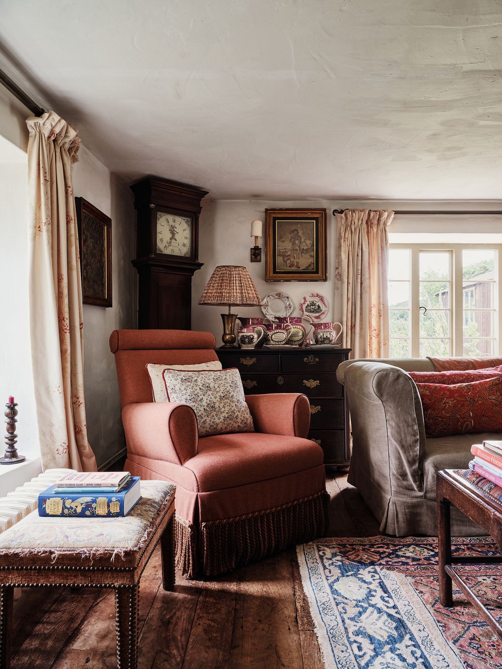 A collection of lustreware stands on the chest at the back of the sitting room.