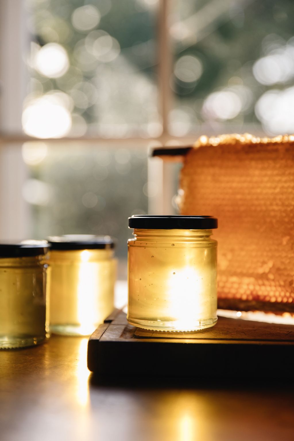 Honey from the bees kept on the edge of the meadow.