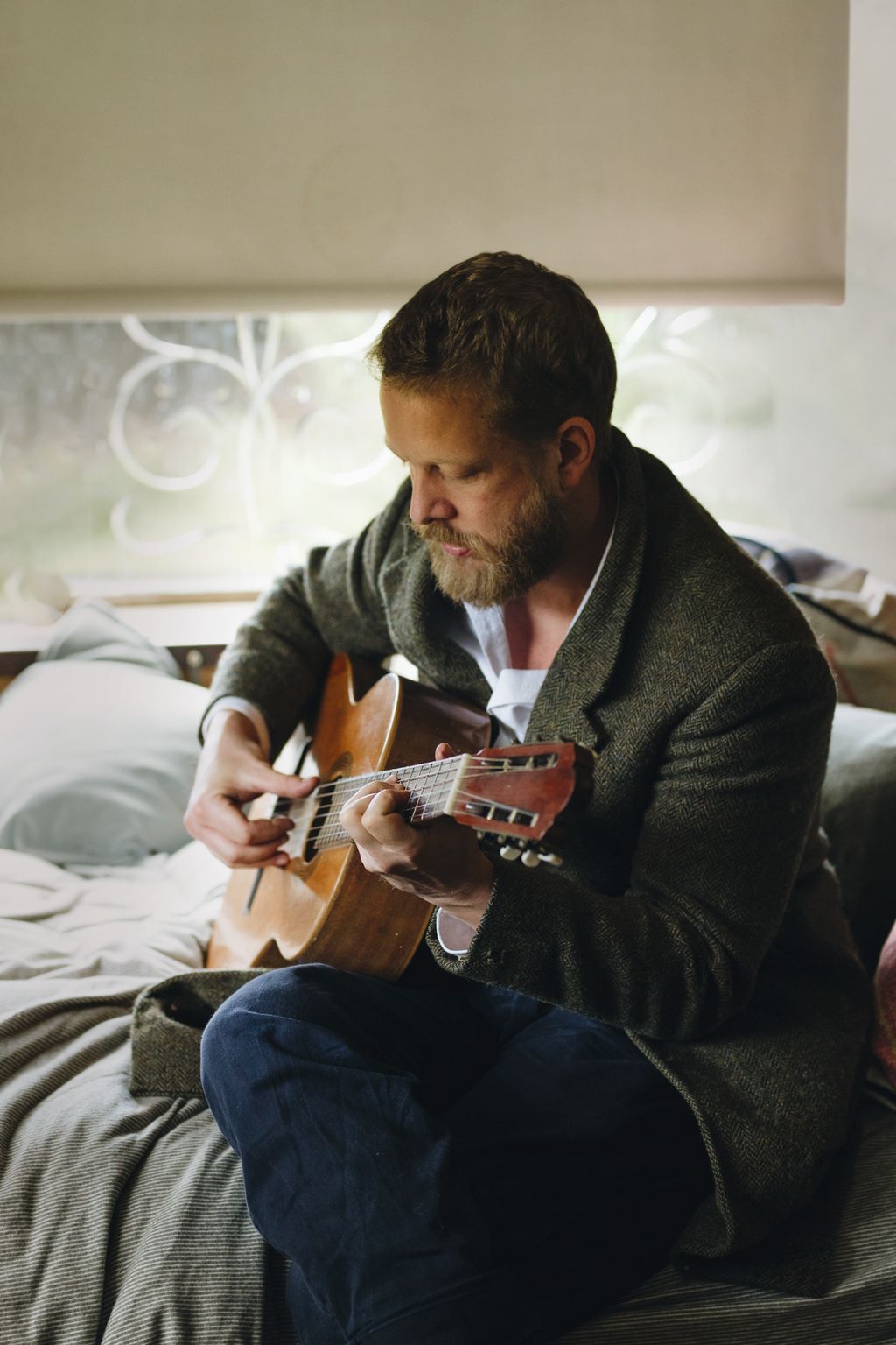 Ted in his studio a 1950s circus wagon renovated by Rollo Dunford Wood.