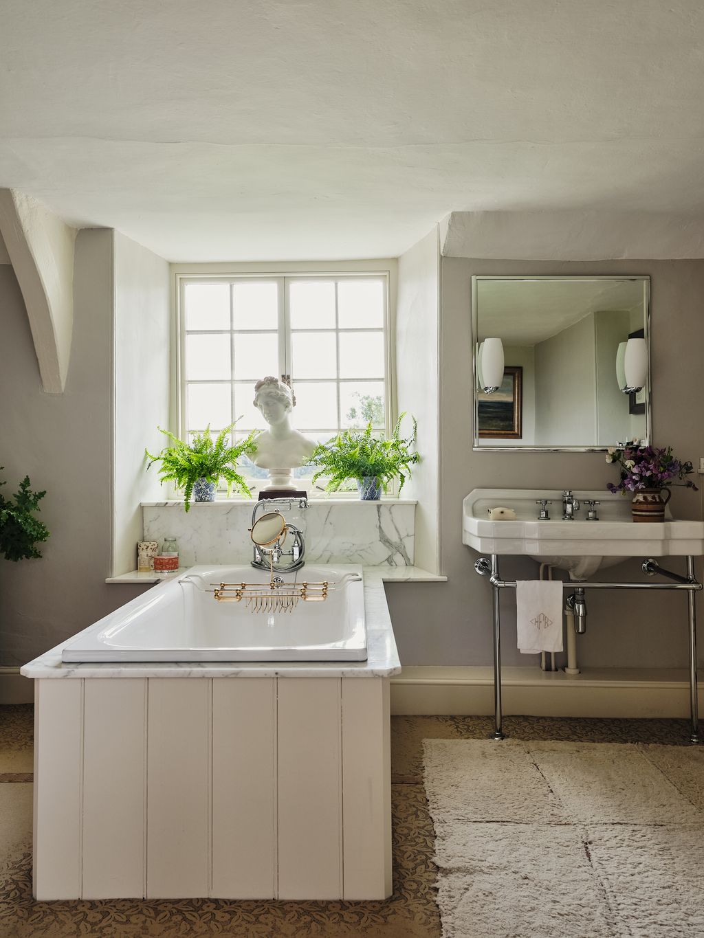 The bathroom window looks out over Dartmoor.