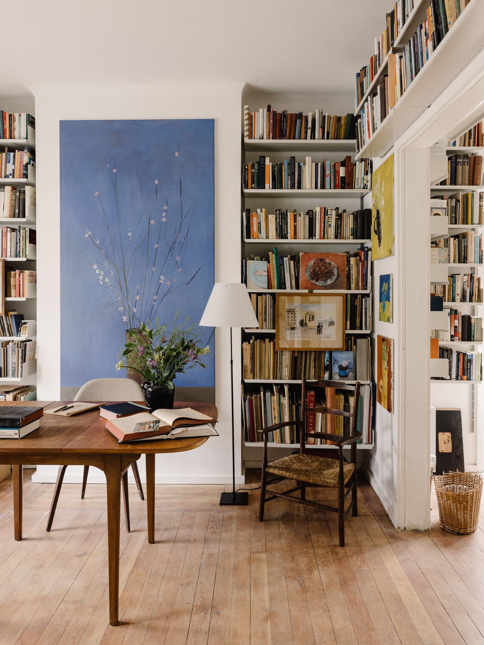 In the painter Haidee Beckers north London house books and artworks together make for a characterful display
