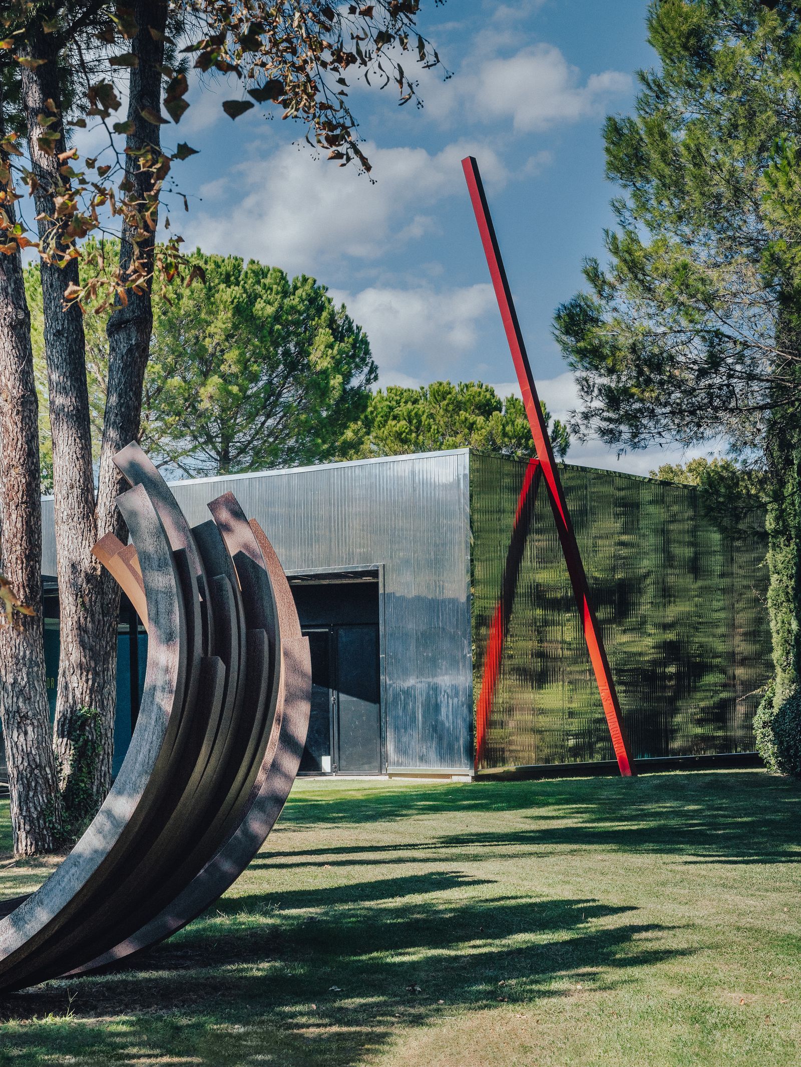 Bernars works are seen in front of the gallery.