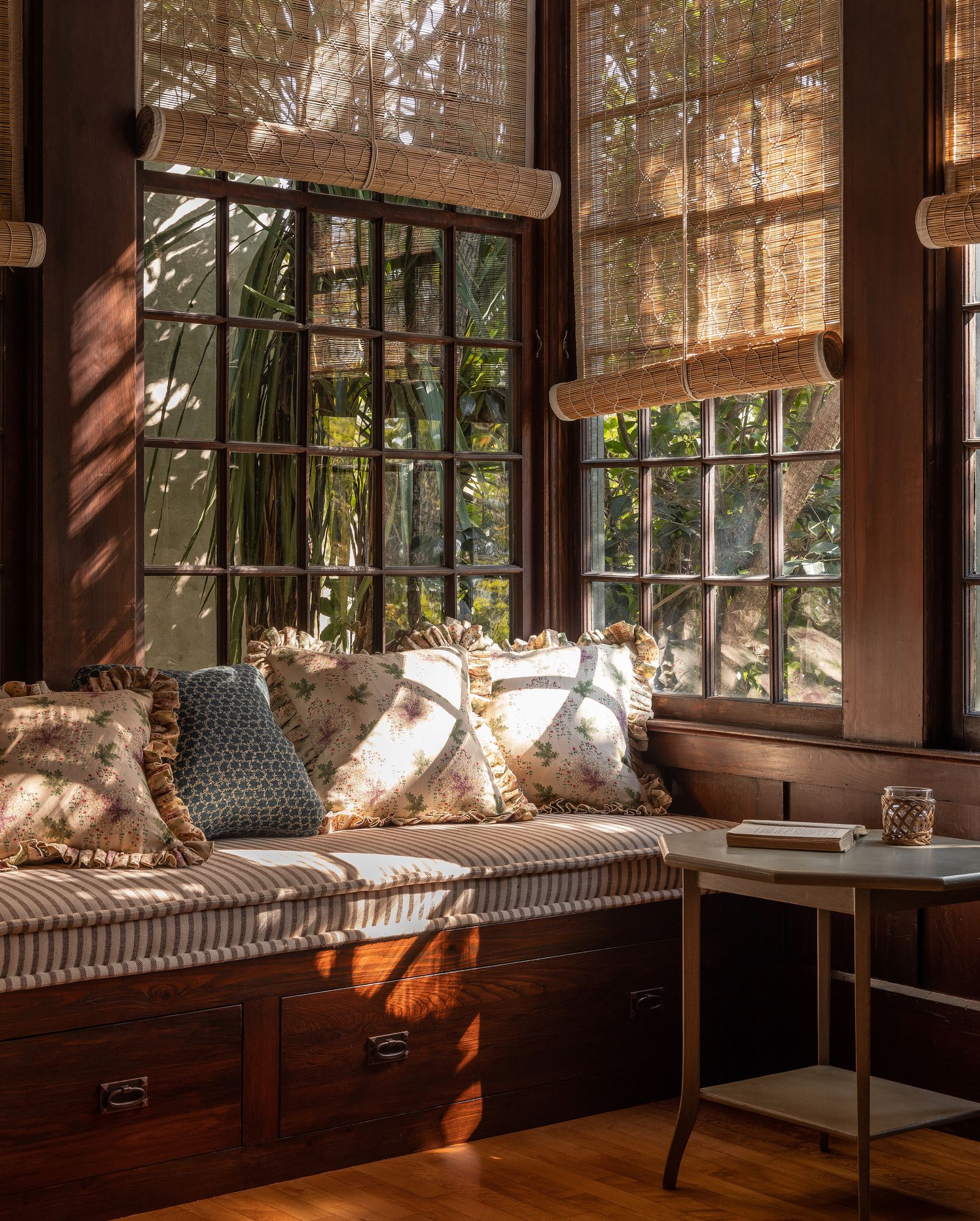 Bamboo blinds create a pleasing dappled effect in the listening room of this 1920s house in Berkeley California by Heidi...
