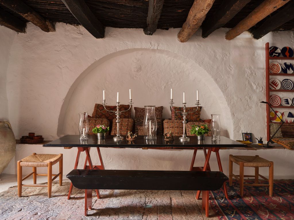 The cushions are a mixture of a JSprinted design Patmiote and Anatolian needlework — some embroidered and others woven...