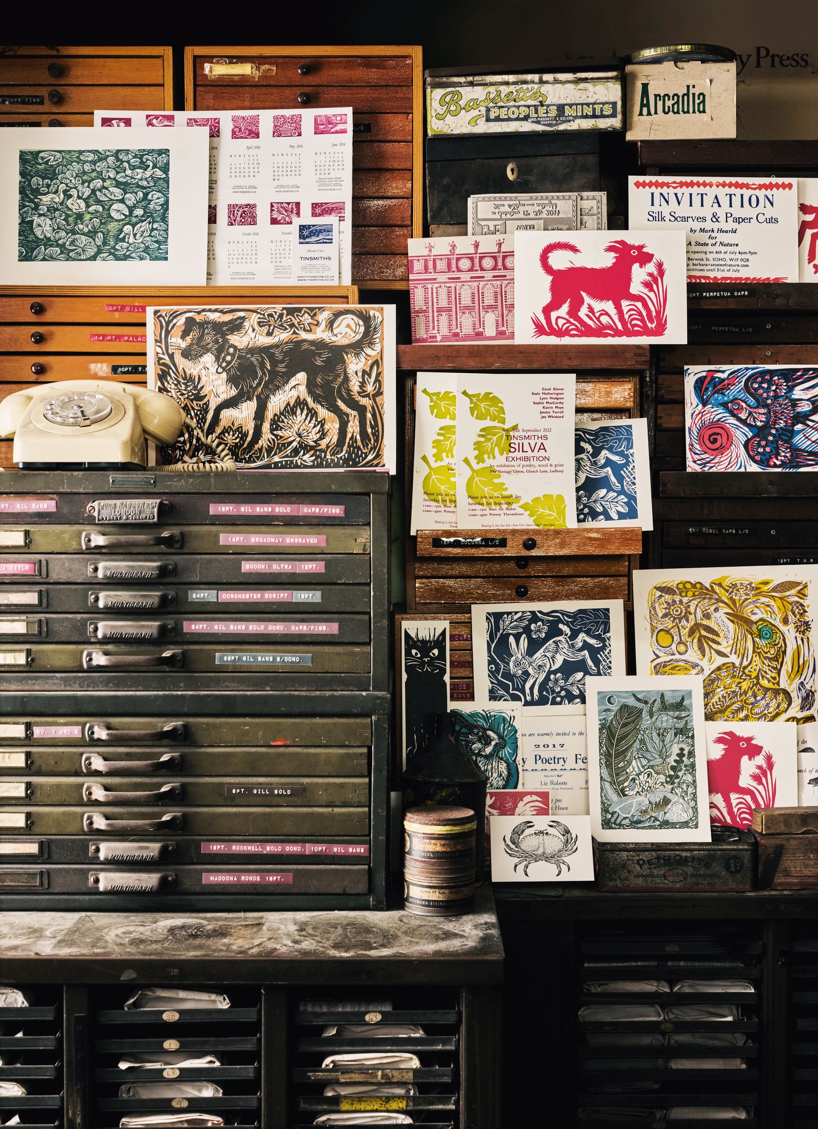 Drawers contain thousands of different typeface options.