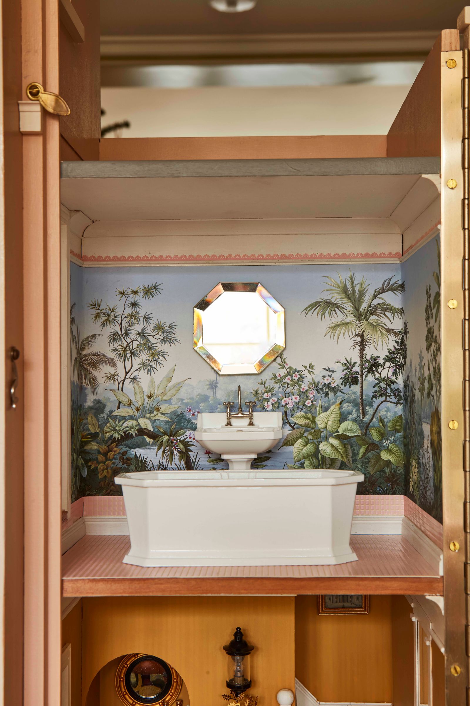 The intricate decoration of a magical Christmas doll's house