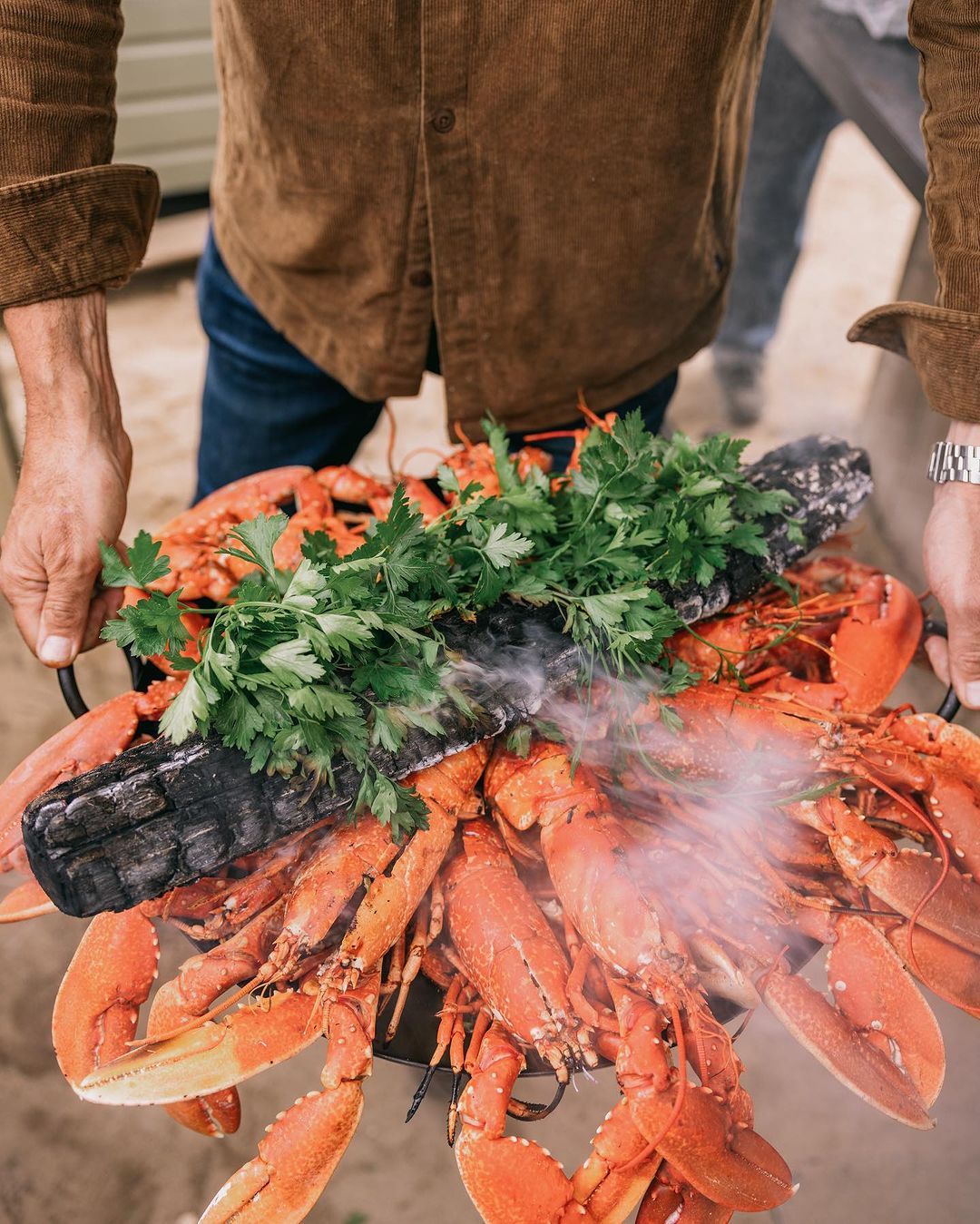 Lobsters on the beach at The Hidden Hut