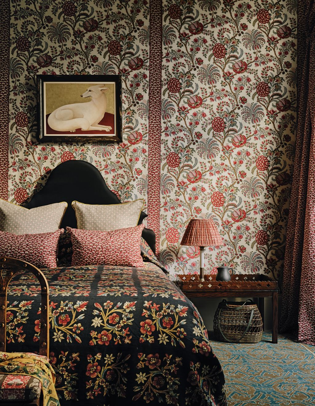 Walls in ‘Pontchartrain  by Braquenié cotton 392 a metre from Pierre Frey.  The Sphinx  oil and gold leaf on canvas by...