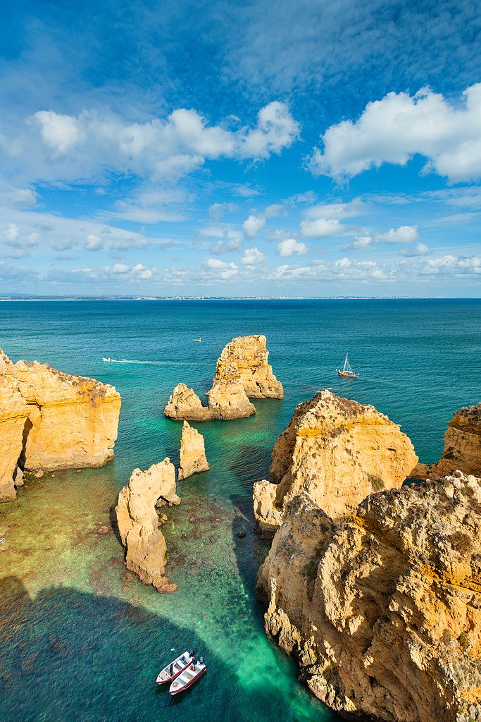 The coastline of the Algarve region