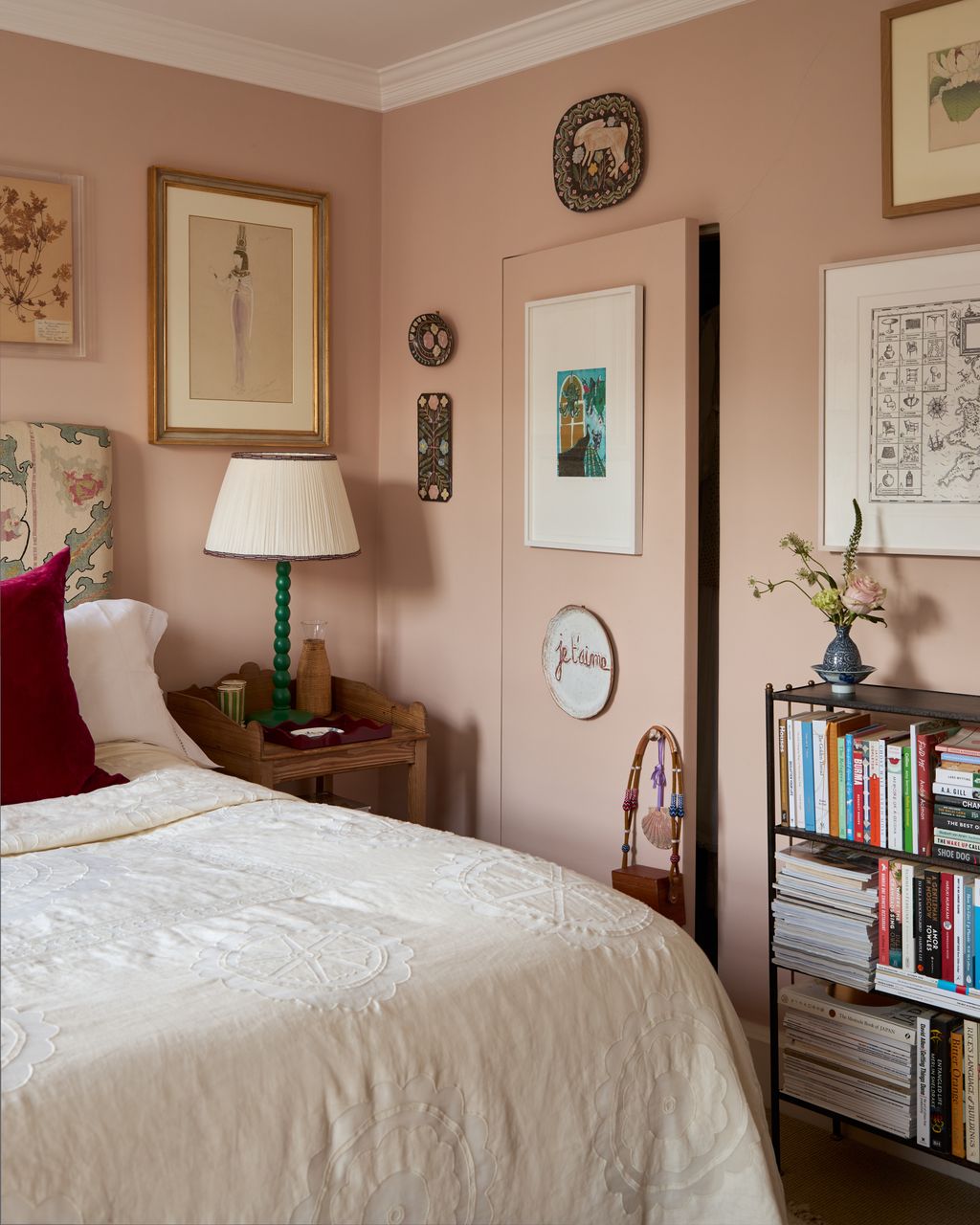 Image may contain Lamp Art Painting Bed Furniture Corner Indoors Interior Design Bedroom Room and Home Decor