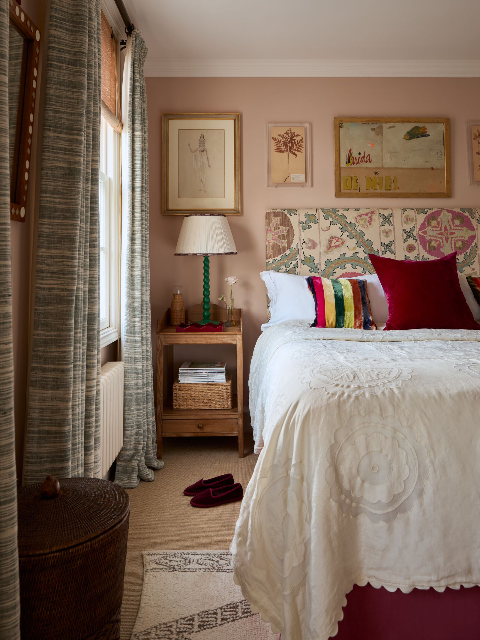 Image may contain Lamp Home Decor Cushion Art Painting Clothing Footwear Shoe Bed Furniture Bedroom and Indoors