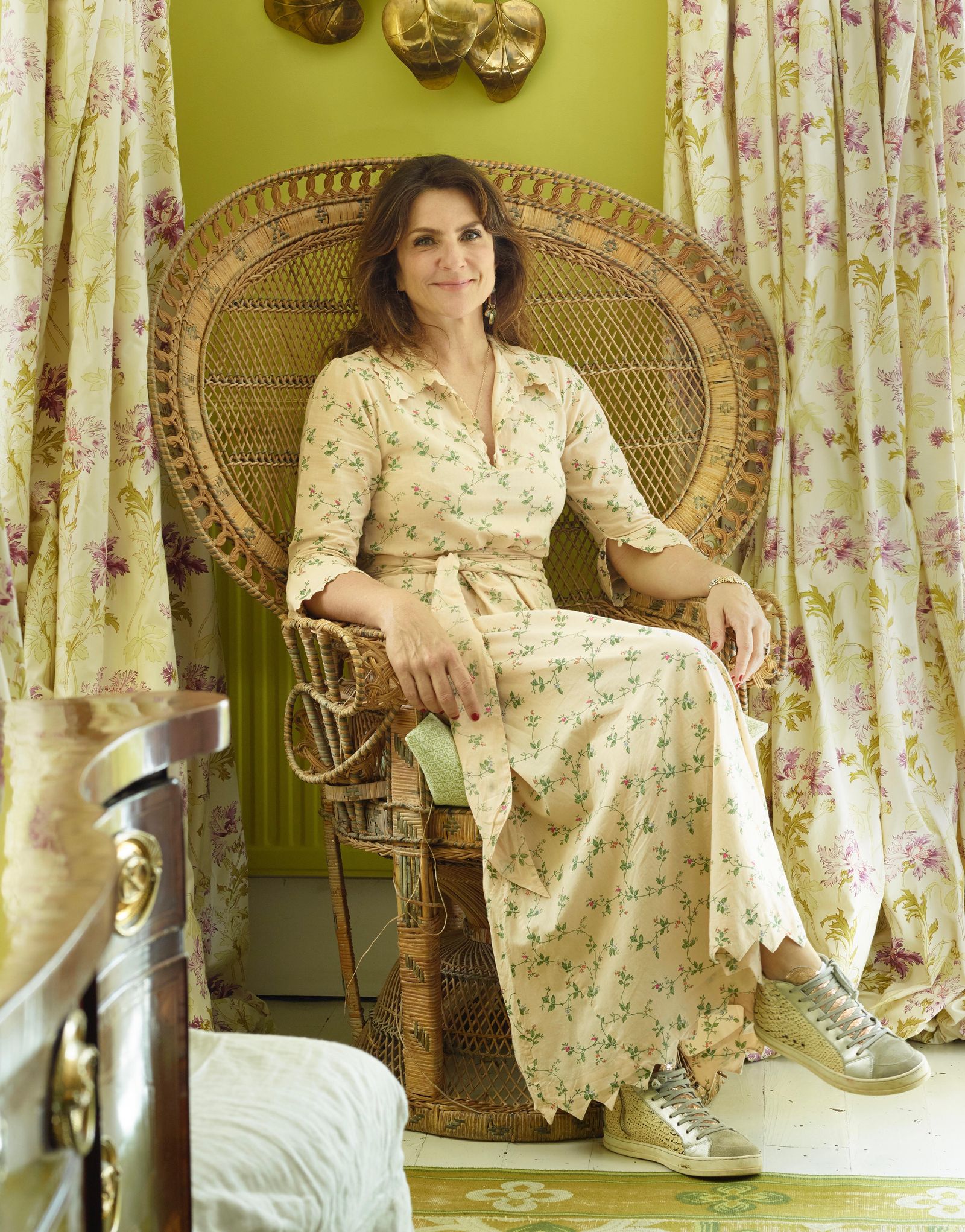 Image may contain Person Sitting Clothing Footwear Shoe Adult Accessories Jewelry and Necklace