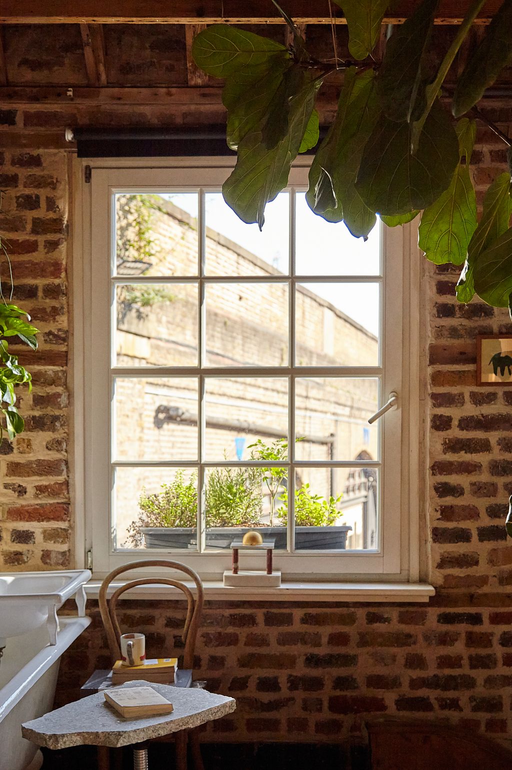 Image may contain Window Cup Plant Art Painting Sink Chair Furniture Desk Table Windowsill and Indoors