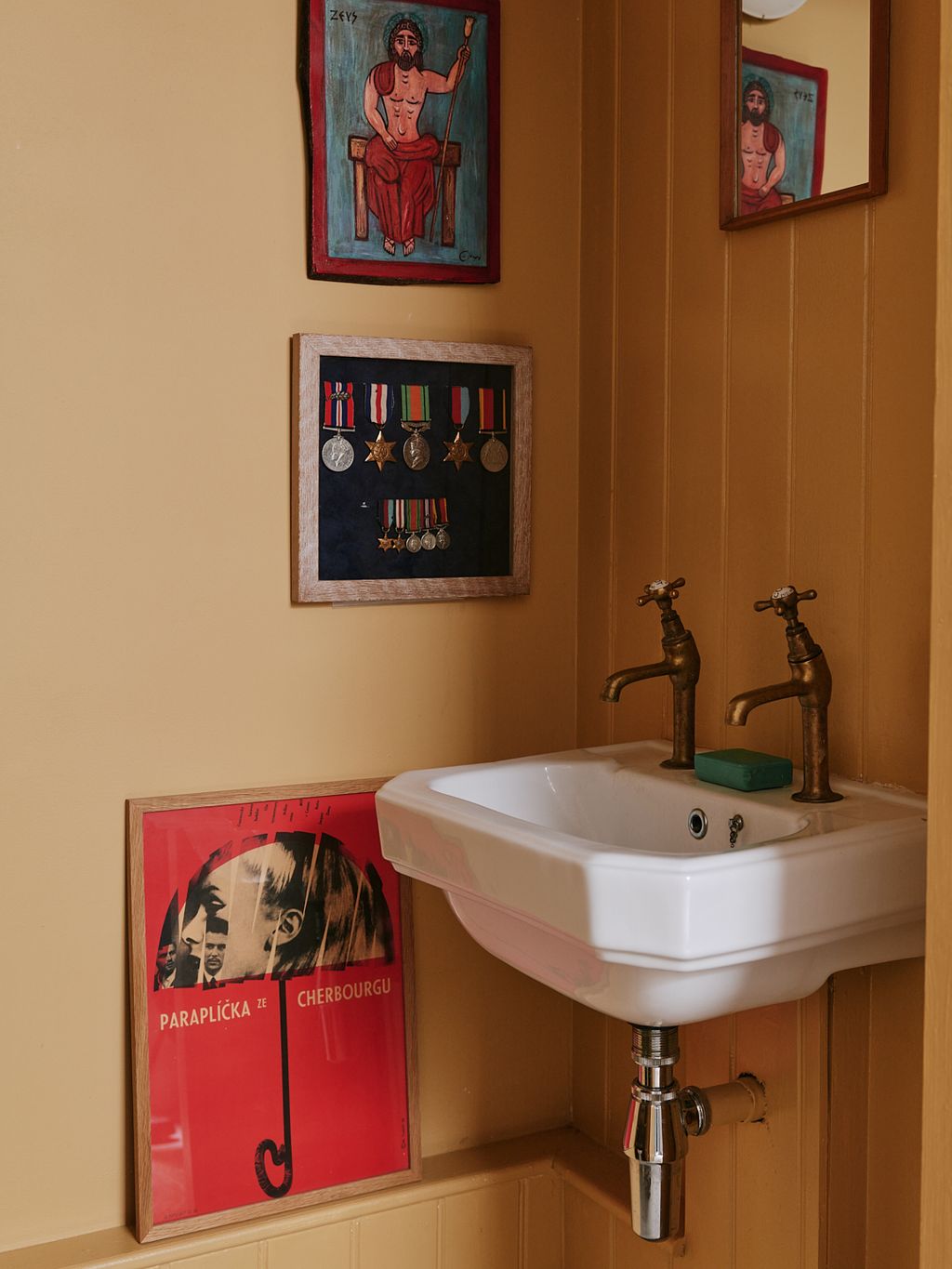 Image may contain Sink Sink Faucet Person Art Painting Basin and Adult