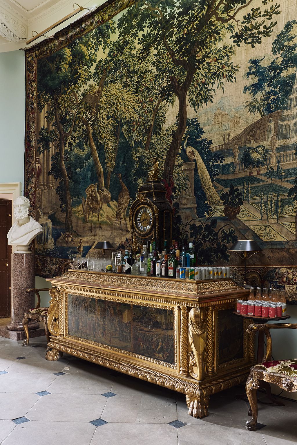 Image may contain Lamp Chair Furniture Adult Person Wedding Art and Table