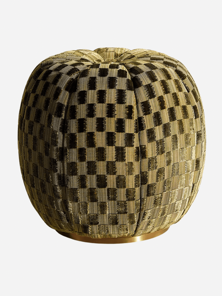 Soho Home Sofia Selfridges-Exclusive Boucle Footstool , khaki velour check design