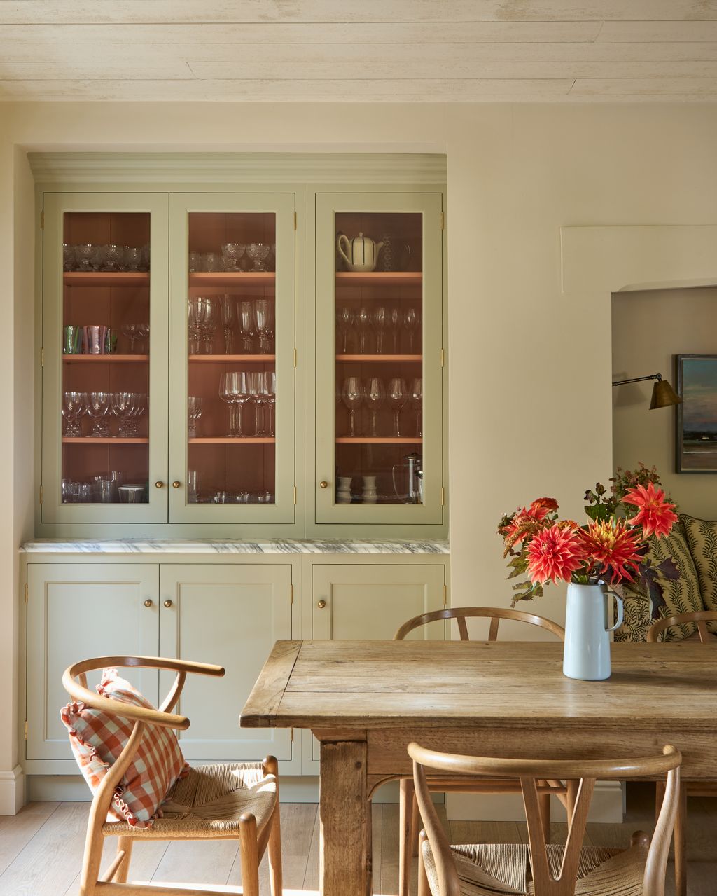 Image may contain Indoors Interior Design Architecture Building Dining Room Dining Table Furniture Room and Table