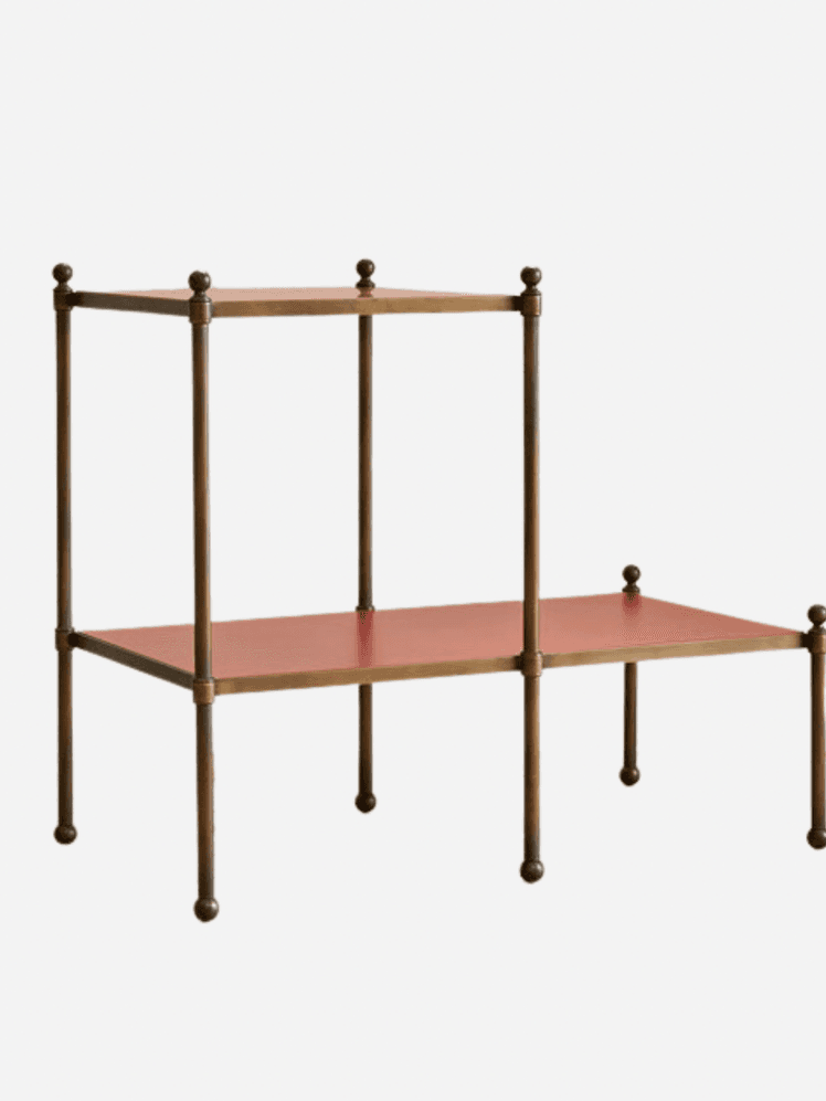 Image may contain: Shelf, Furniture, Table, Crib, and Infant Bed