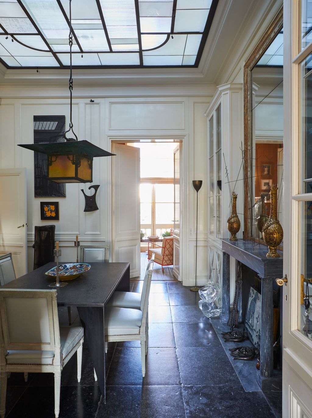 Image may contain Architecture Building Dining Room Dining Table Furniture Indoors Room Table and Floor