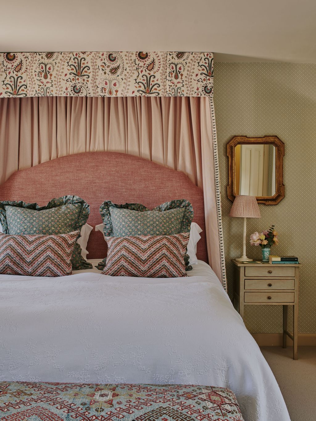 Image may contain Lamp Furniture Bed Bedroom Indoors Room Cushion and Home Decor