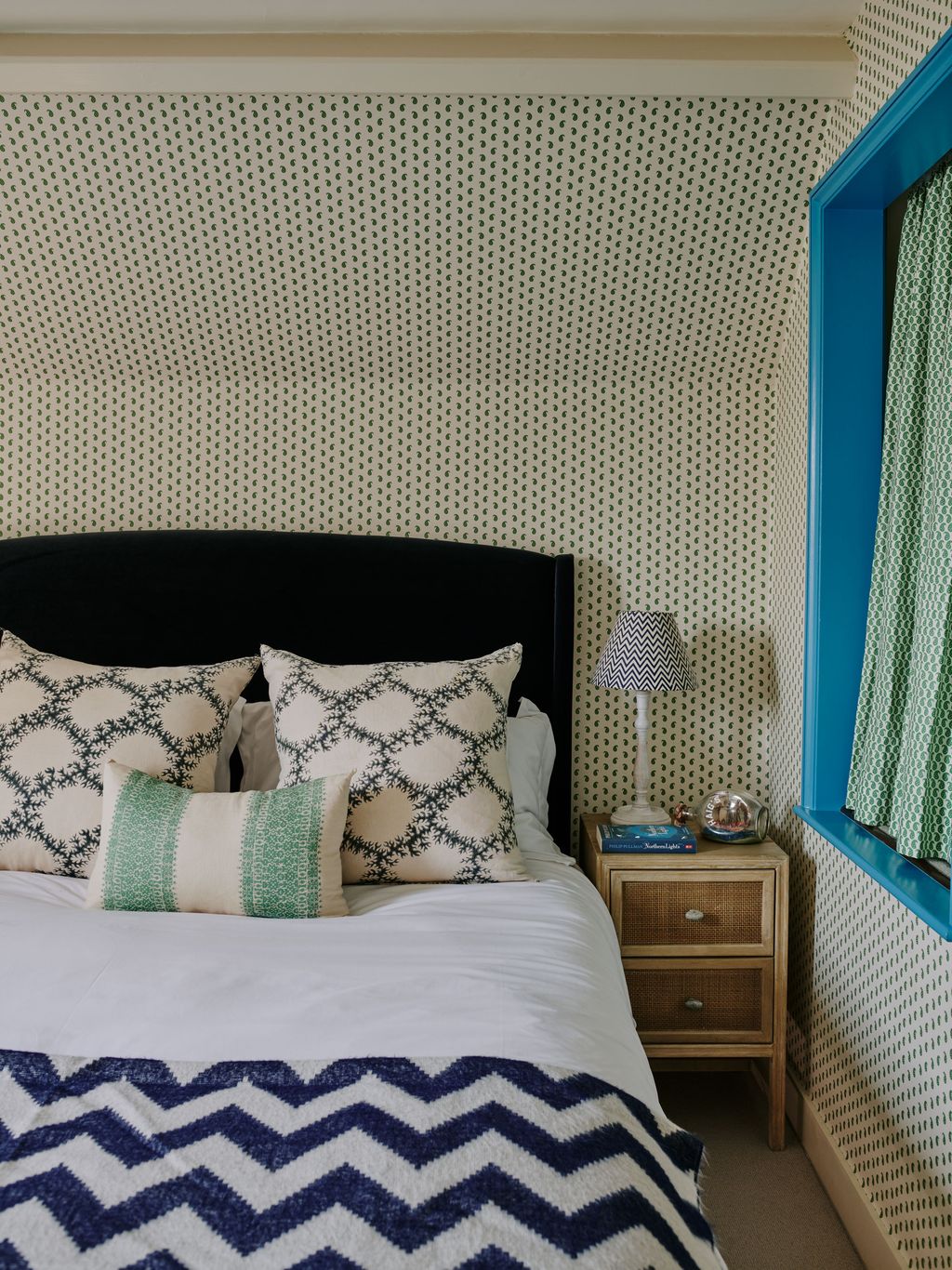 Image may contain Indoors Interior Design Cushion Home Decor Lamp Bed Furniture Pillow Bedroom and Room