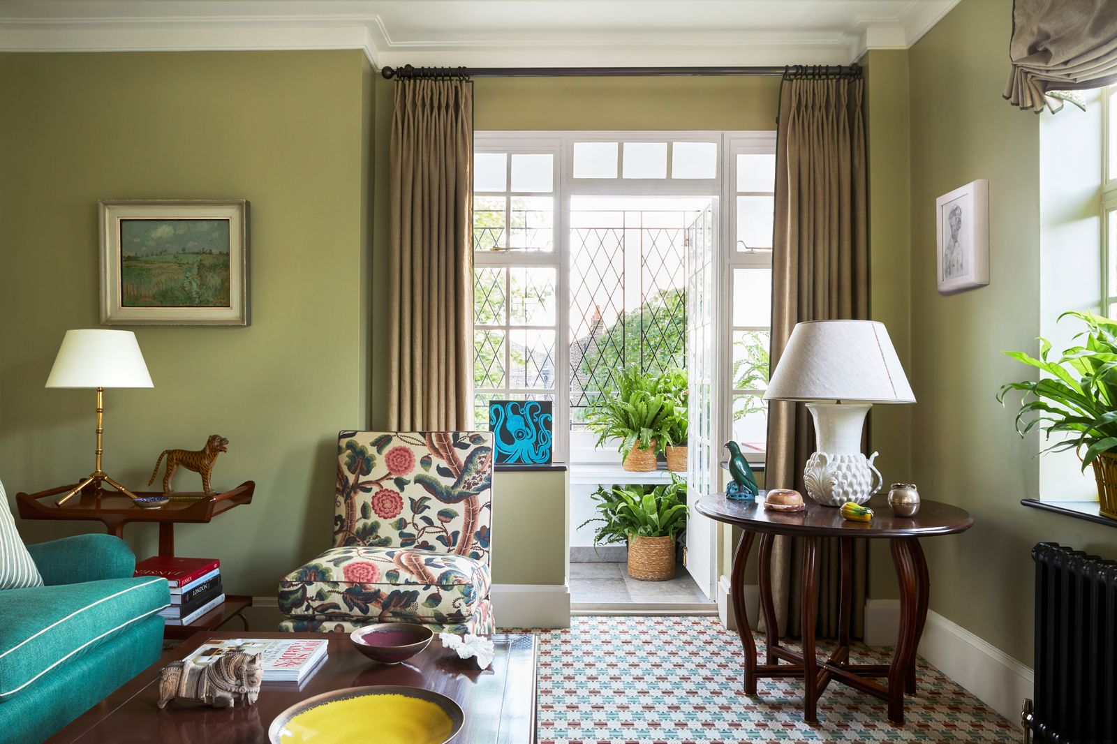 Image may contain Lamp Plant Art Painting Table Lamp Door Architecture Building Furniture Indoors and Living Room