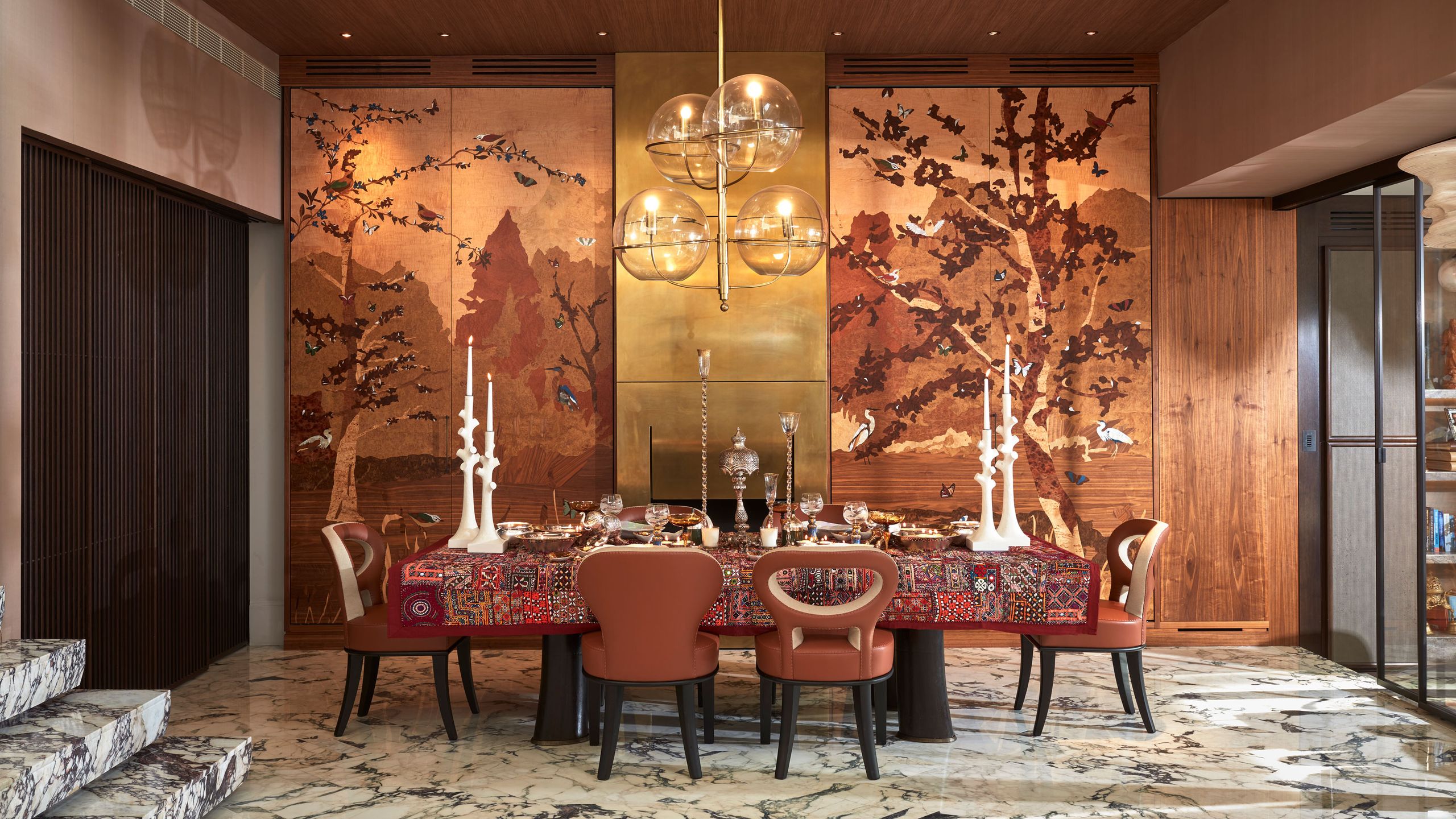 Image may contain Architecture Building Dining Room Dining Table Furniture Indoors Room Table and Interior Design