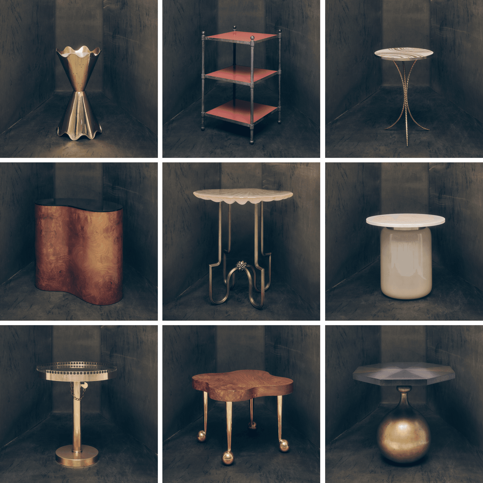 Image may contain Shelf Furniture Table and Lamp