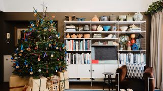 Image may contain Book Publication Couch Furniture Christmas Christmas Decorations Festival and Bookcase