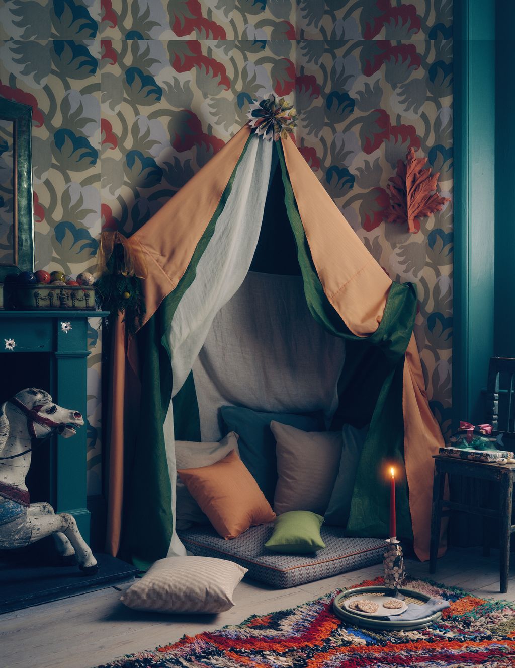 Image may contain Furniture Indoors Bed Bedroom Room Home Decor Rug Animal Canine Dog Mammal Pet and Candle