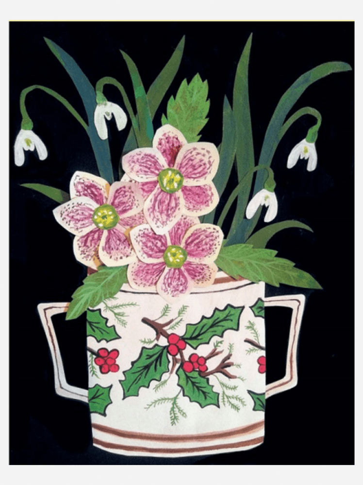 Image may contain: Plant, Flower, Flower Arrangement, Art, Floral Design, Graphics, Pattern, Pottery, and Dahlia