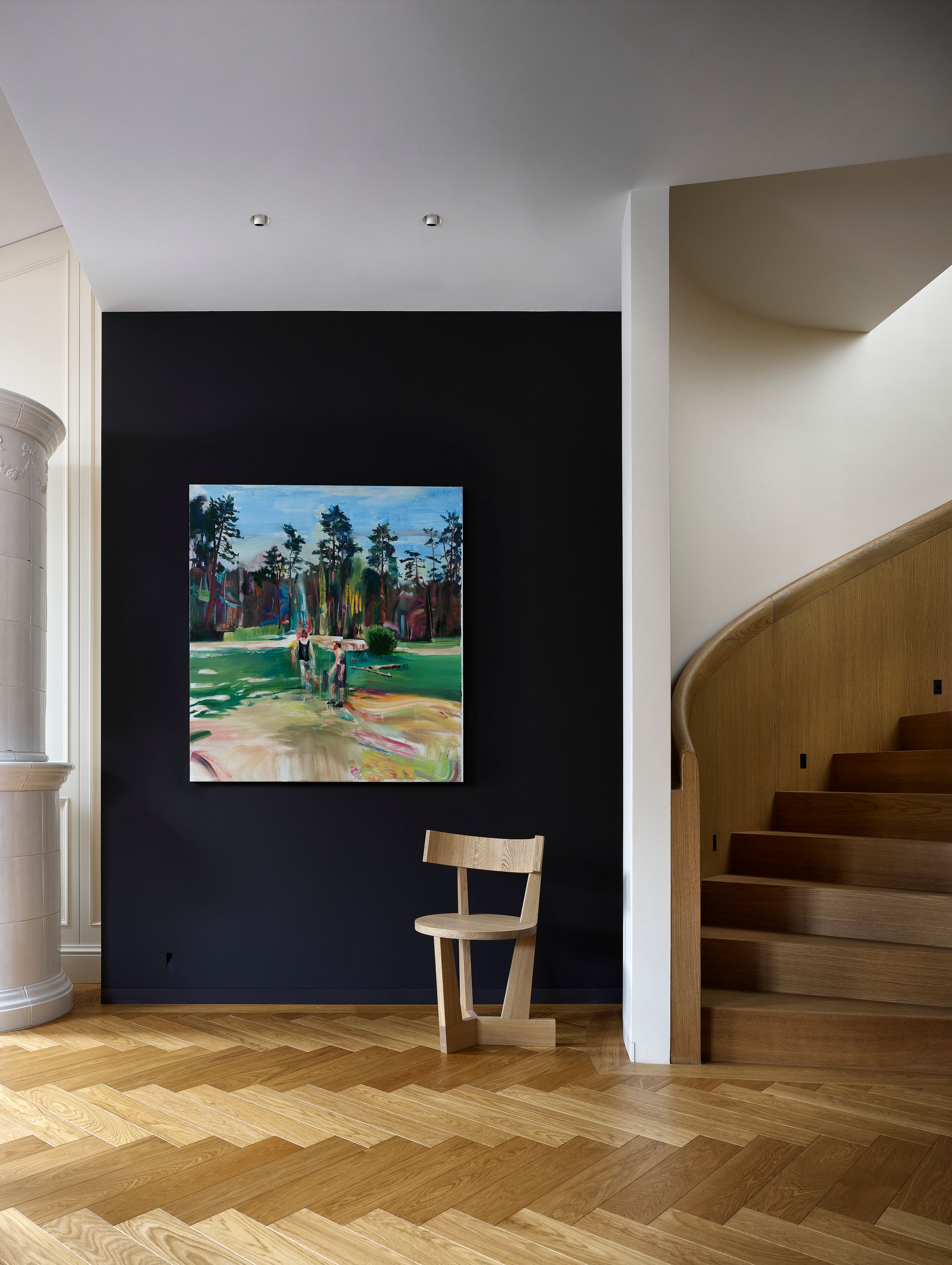 Image may contain: Indoors, Interior Design, Architecture, Building, House, Housing, Staircase, Floor, Flooring, and Art