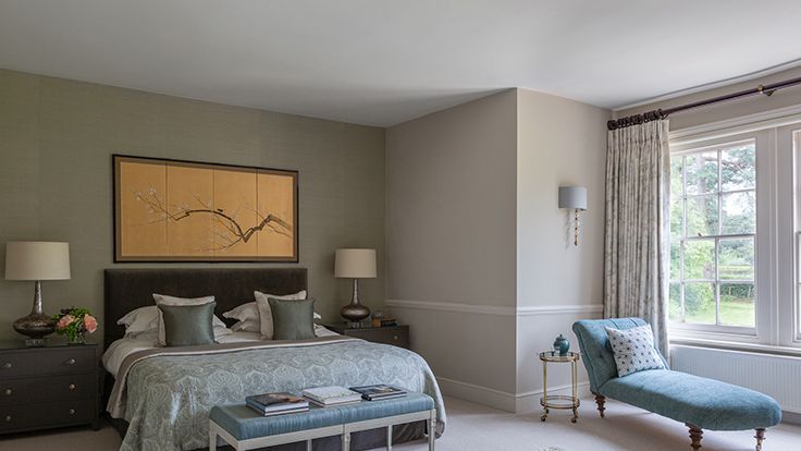 Image may contain: Book, Publication, Lamp, Bed, Furniture, Home Decor, Rug, Corner, Art, Painting, Bedroom, and Indoors