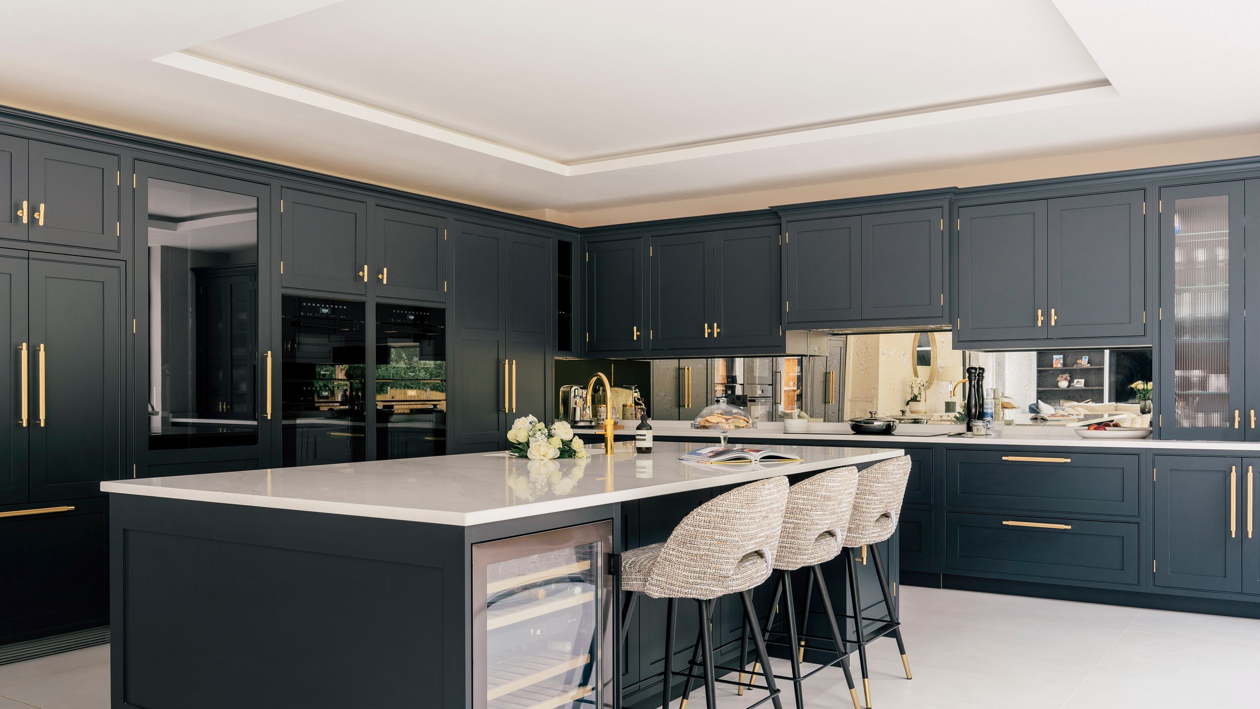 Image may contain: Indoors, Interior Design, Kitchen, Kitchen Island, and Furniture