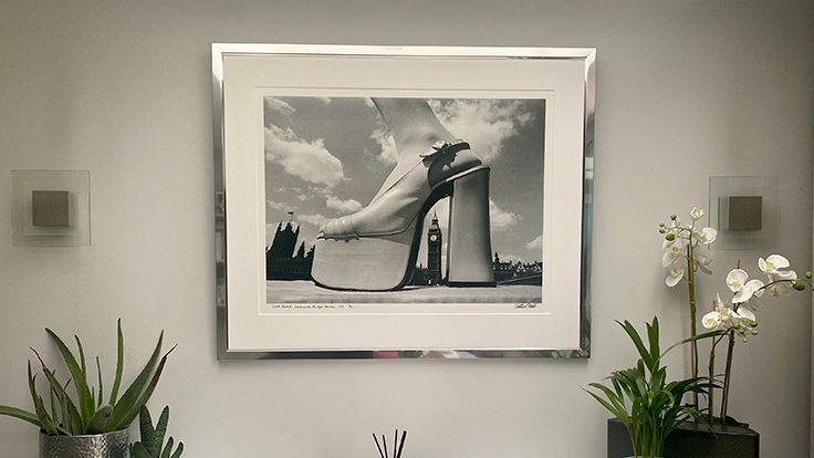 Image may contain: Plant, Art, Painting, Cup, Clothing, Footwear, Shoe, Potted Plant, High Heel, and Photo Frame