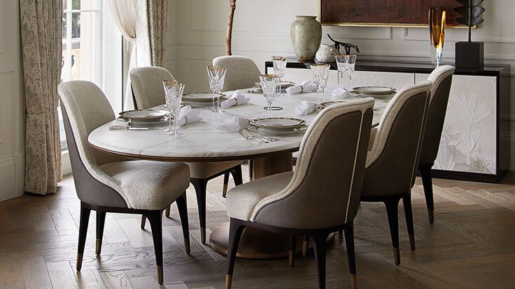 Image may contain: Architecture, Building, Dining Room, Dining Table, Furniture, Indoors, Room, Table, Tabletop, and Chair