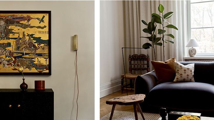 Image may contain: Architecture, Building, Furniture, Indoors, Living Room, Room, Interior Design, Art, Painting, and Lamp