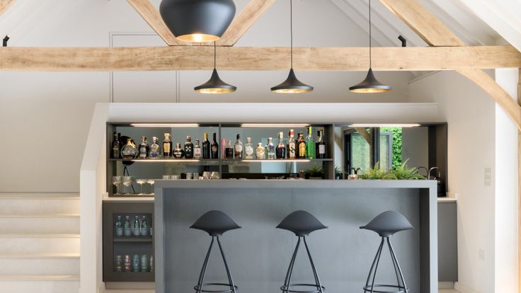 Image may contain: Pub, Alcohol, Bar, Bar Counter, Beverage, Bar Stool, Furniture, Indoors, Interior Design, and Lamp