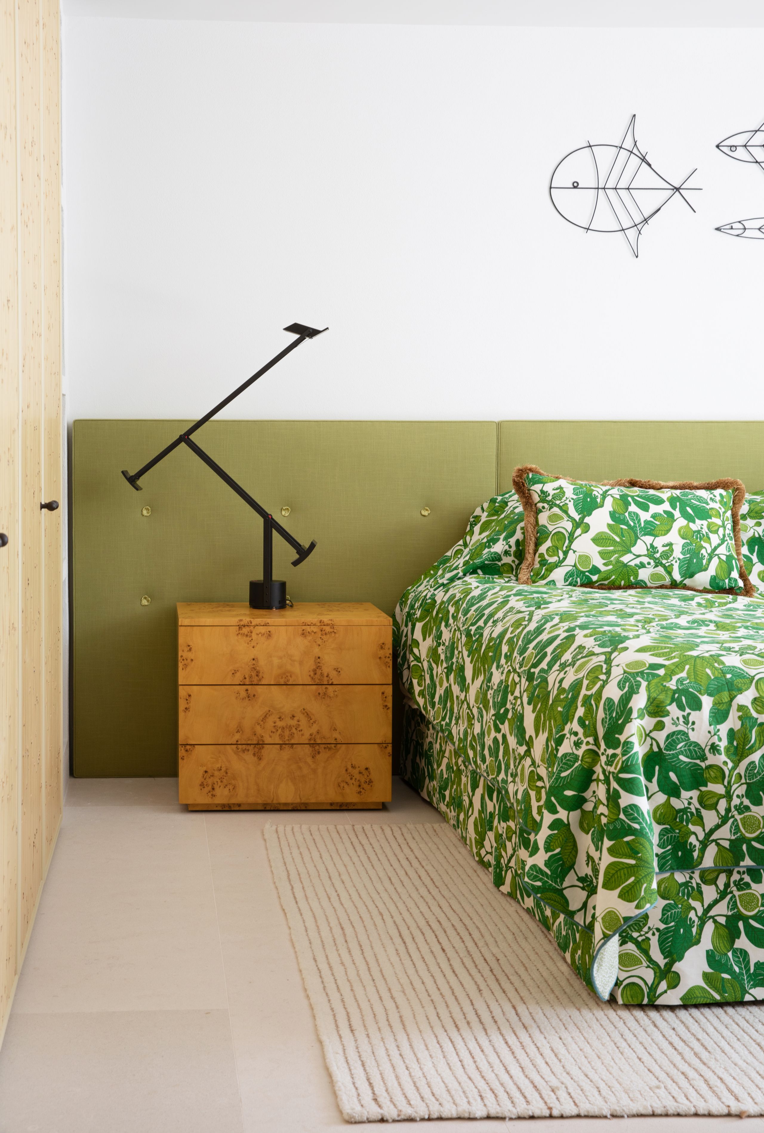 Image may contain: Furniture, Home Decor, Rug, Bed, Indoors, Interior Design, Bedroom, and Room